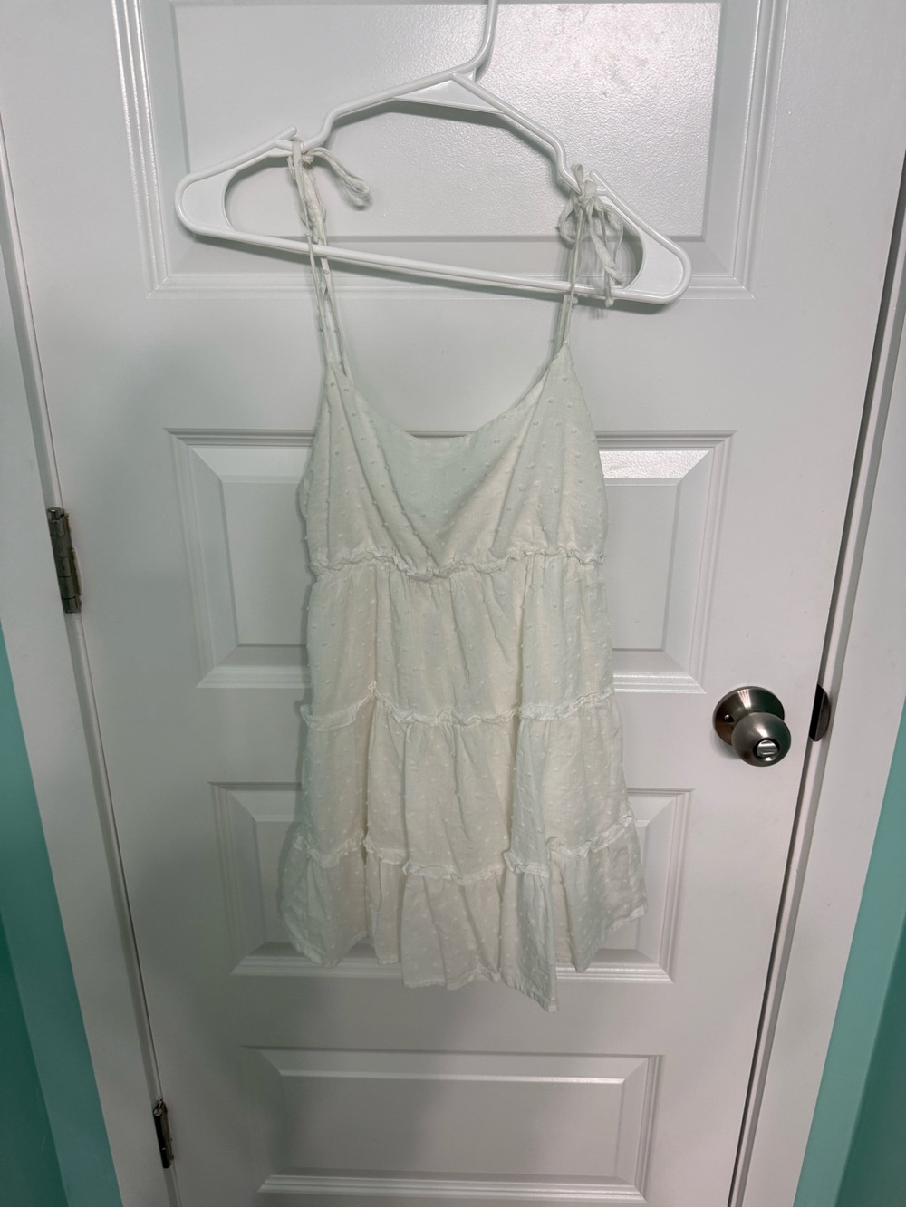 Altar'd State White Tiered Swiss Dot Chemise